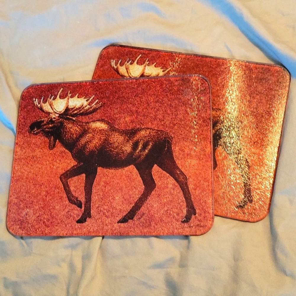 Pair of tempered glass Moose cutting boards or serving trays